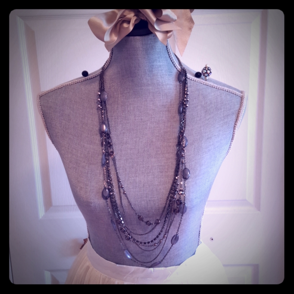 7 Strands Mixed Crystals & Gemstones Necklace